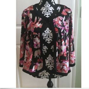 Maggie Barnes Floral Cropped Cardigan NWT